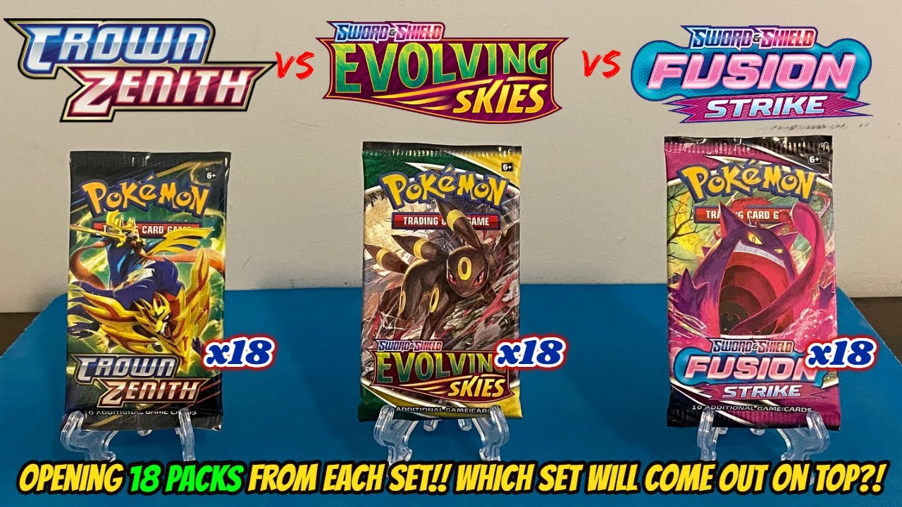 CROWN ZENITH vs EVOLVING SKIES vs FUSION STRIKE Pokemon Card Opening Battle!