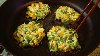 Make pancakes with healthy vegetables and eat them.