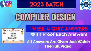 Compiler Design | Week 4 Answers 2023 | NPTEL | SWAYAM |