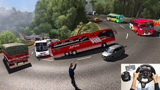 Scania Bus Driving With Steering wheel + Gear Shifter | Euro truck simulator 2 with bus mod