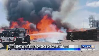 Lubbock Fire Rescue battles ongoing pallet fire in southeast Lubbock
