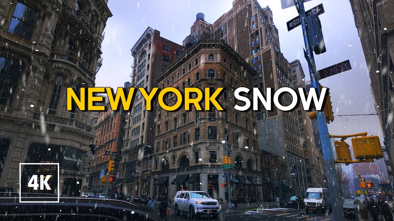 New York, Amerika Serikat | Tur Jalan di Salju 4K | 23 Jan 2024
