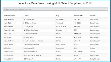 Ajax Live Data Search using Multi Select Dropdown in PHP