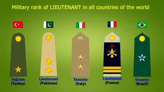 LIEUTENANT in all countries of the world | #militaryranks #lieutenant