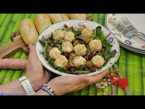 Summer Salad with Anthotyro Cheese Balls & Sesame -      & 