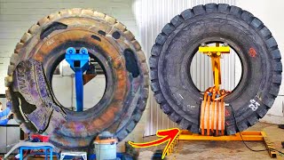 Amazing skill of Repairing A Big Tire-Heavy Duty Caterpillar Loader Tire Repair |