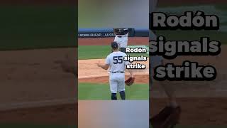 Carlos Rodon trying to get a call from Umpire Junior Valentine LOL