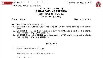 MSC SIM 3RD SEM STRATEGIC MARKETING F DEC 2018 | PTU