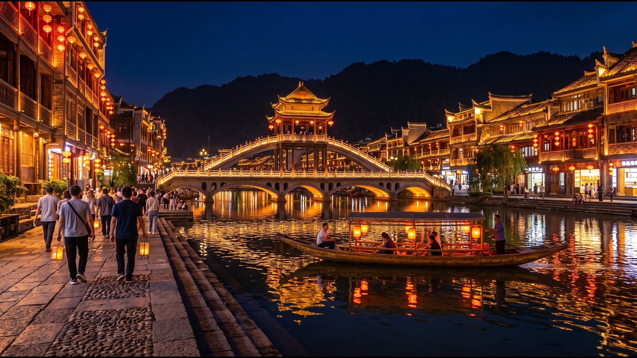 Evening Stroll in China’s Most Enchanting Town | Fenghuang Ancient Town – Video