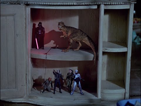 The Indian in the cupboard - Star Trek, Star Wars, Robocop, G.I Joe, Jurassic Park crossover scene