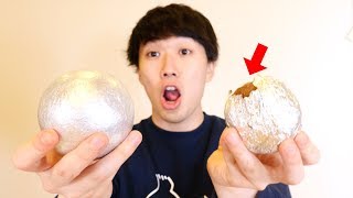 アルミホイルボール叩き続けたら中がチョコボールドッキリwww