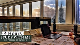 4 HOUR STUDY WITH ME at the LIBRARY | University of Glasgow|Background noise, 10 min break, no music