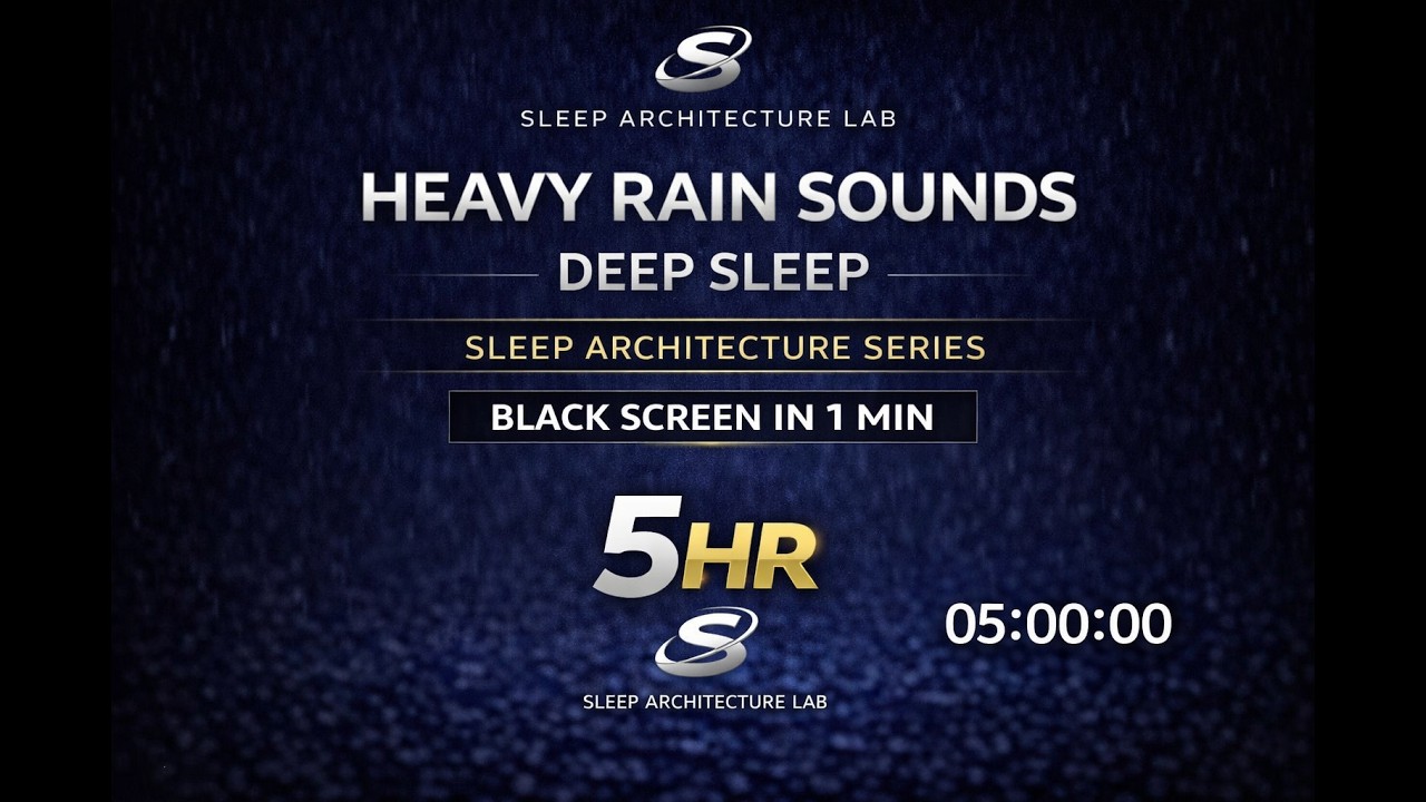Heavy Rain Sounds | Pink Noise Sleep Architecture | 5 Hours | Black Screen