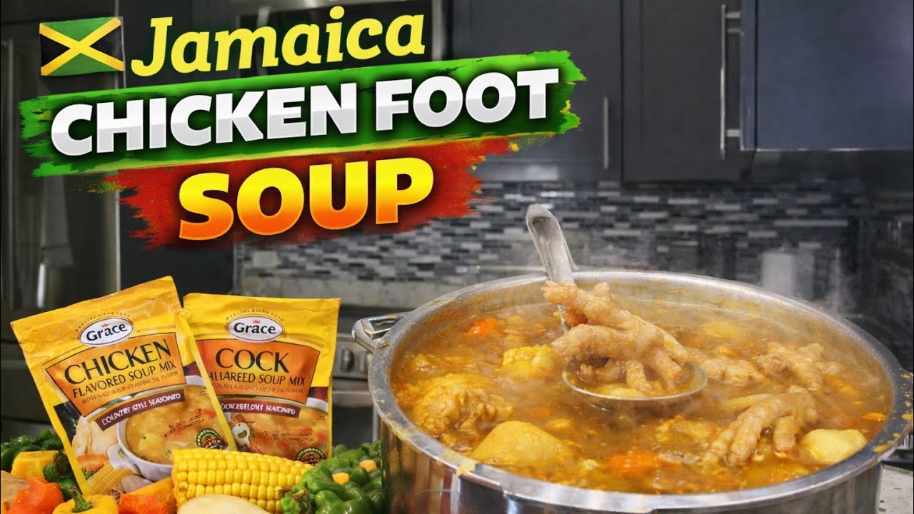 Cooking Jamaican chicken foot soup 