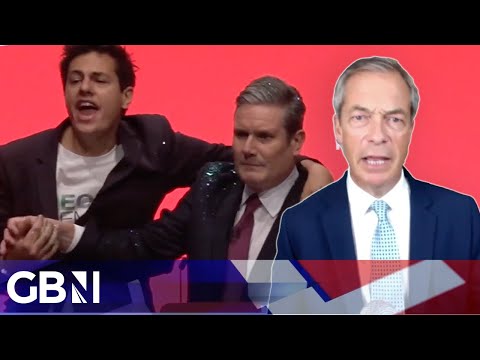 Farage calls out the 'astonishing lapse of security' that let a protester on stage with keir starmer