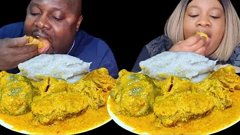 Asmr mukbang egusi soup and casava fufu African food sound eating