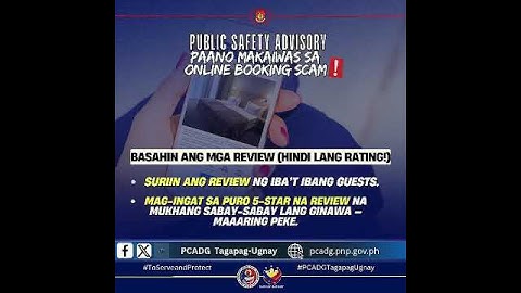 PUBLIC SAFETY ADVISORY: PAANO MAKAIWAS SA ONLINE BOOKING SCAM