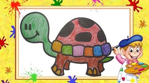 Bé tập tô màu con rùa