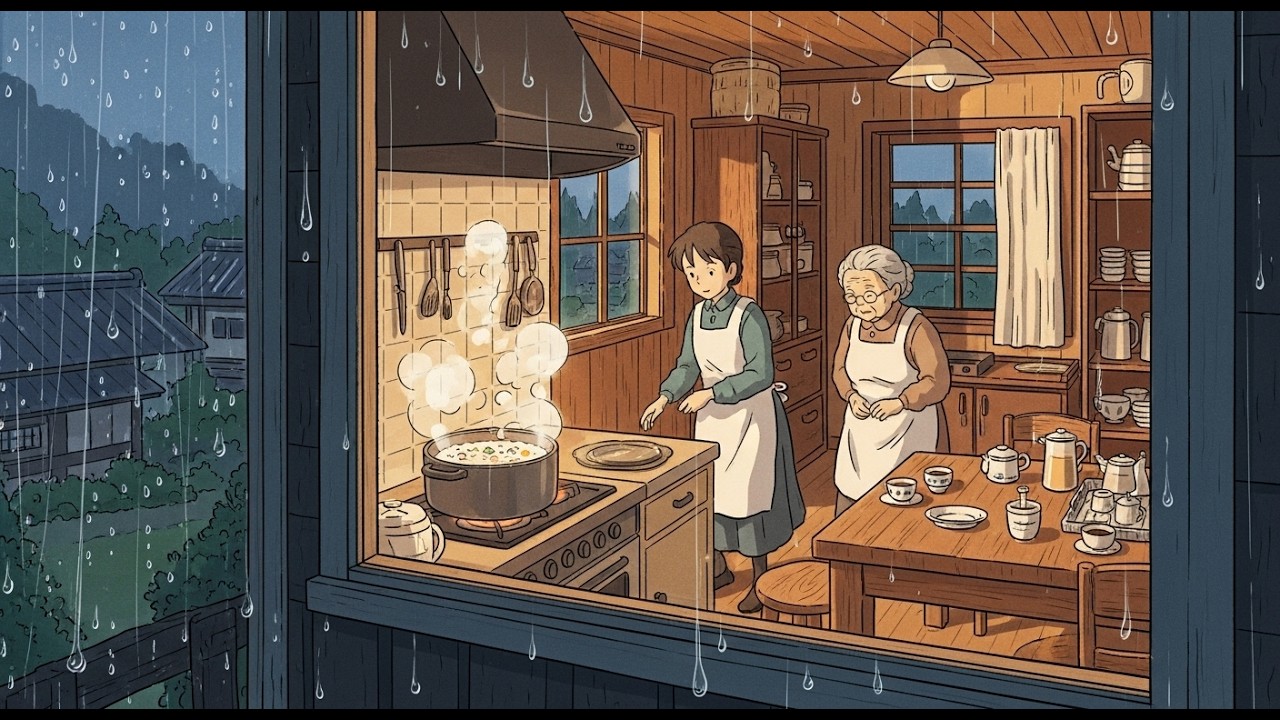 Rain on the Window, Rice Porridge on the Stove | Cozy Slow Living Morning in a Small Village
