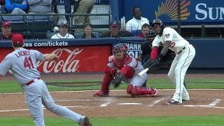 STL@ATL: Maybin extends the lead with an RBI single
