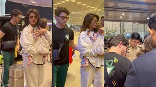 Priyanka Chopra With Husband Nick Jonas With Daughter Leaves For USA Spotted At Mumbai Airport