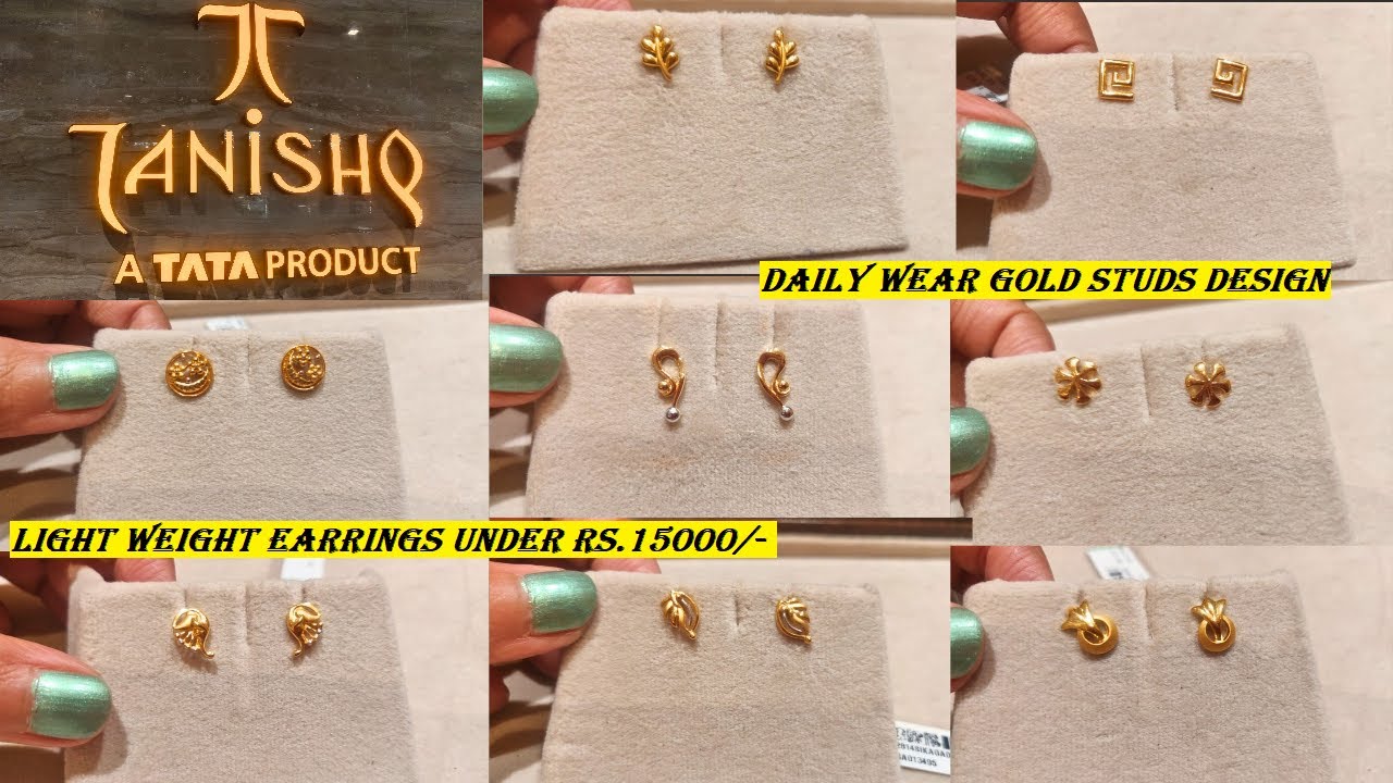 Tanishq Pearl gold earrings in low price only Rs7000 | Daily wear very  light wt gold pearl Earrings - YouTube