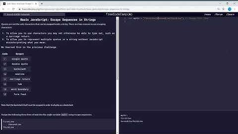 Basic JavaScript (25/111) | Escape Sequences in Strings | freeCodeCamp