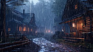 Rainy Night Cabin Haven: Relaxing Ambiance in the Storm