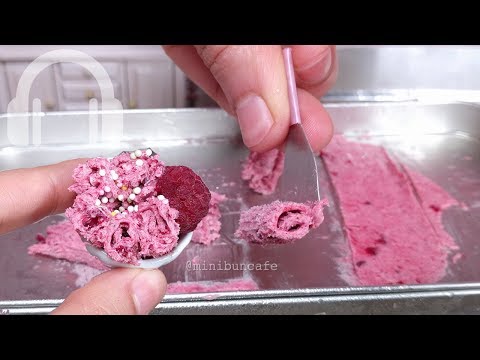 Miniature Raspberry ice cream rolls semi FAIL - edible mini food ASMR