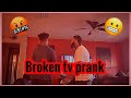 BROKEN 📺 TV PRANK ON DAD😂🤬