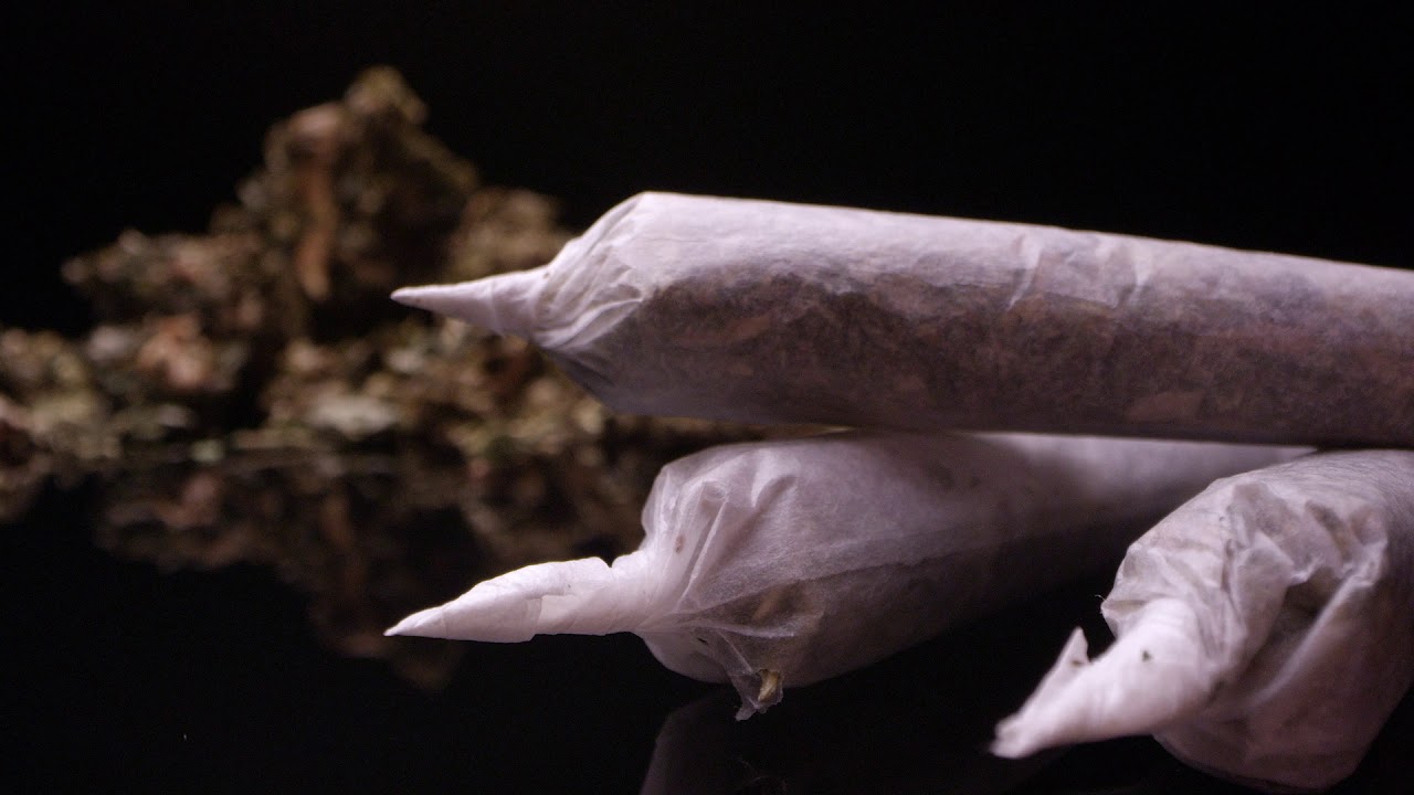 Up Close Panning View of Marijuana Rolled in Joint