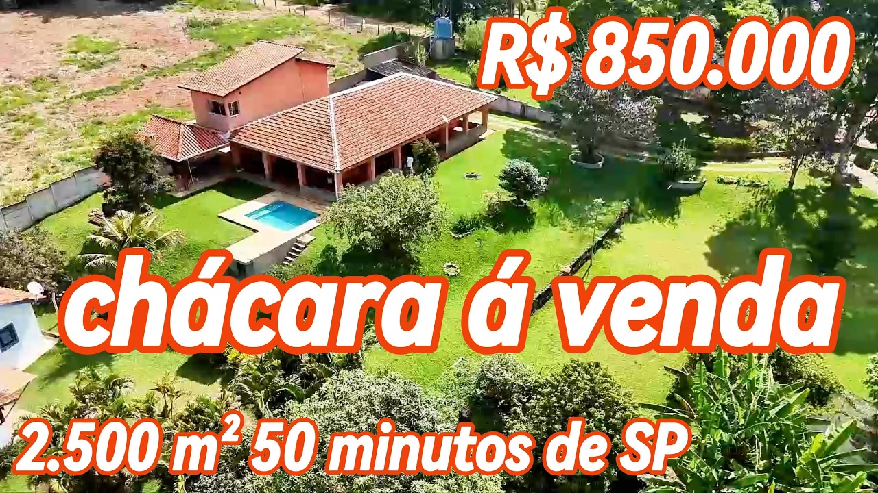 190 - CHÁCARA Á VENDA EM ATIBAIA  R$ 850.000 50 MIN. DE SÃO PAULO  2.500 M² PORTEIRA FECHADA 4 DORM.