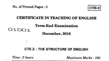 CTE-2 The Structure of English December2018