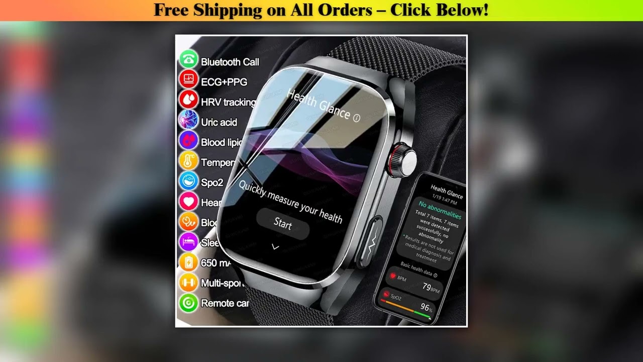 2025New Micro Physical Examination Smart Watch For Men Uric Acid Body Fat Five Organ Health Watches