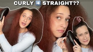 TRYING A STRAIGHTENER BRUSH ON CURLY HAIR