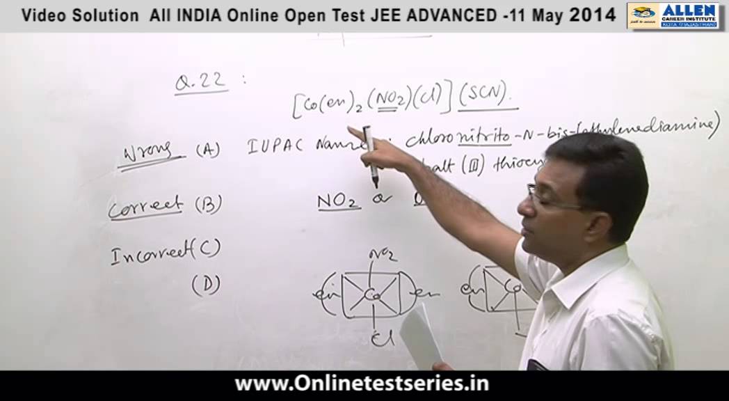 JEE Advanced 2014 All India Online Open Test Solutions Chemistry Paper II Q 21,22,23,24,25