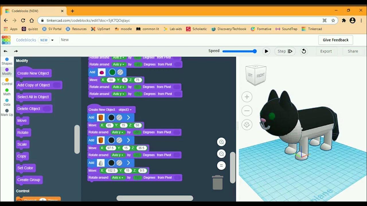 Tinkercad Codeblocks - How to Code a Cat - YouTube