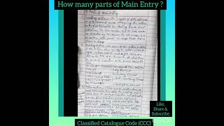 How many parts of Main Entry (CCC)?
