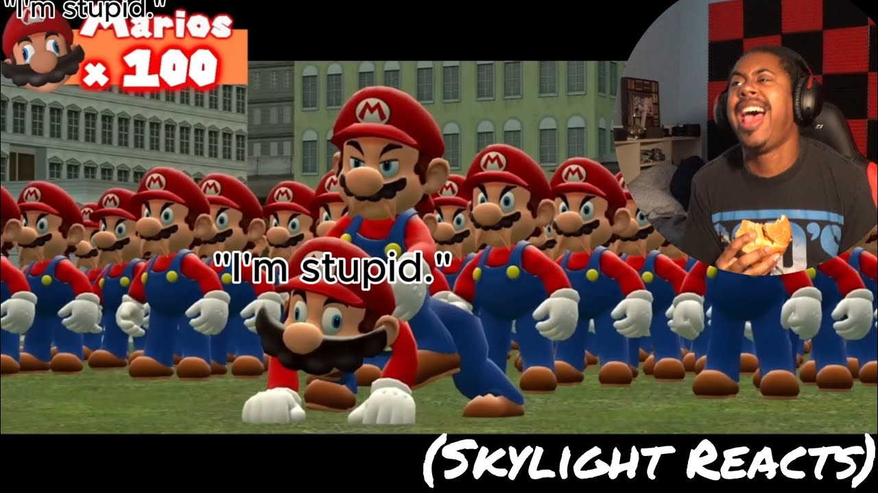 Теперь DK застрял, делая: «Я тупой». | SMG4: 100 Марио против 1 Гориллы | (Реакция Skylight)