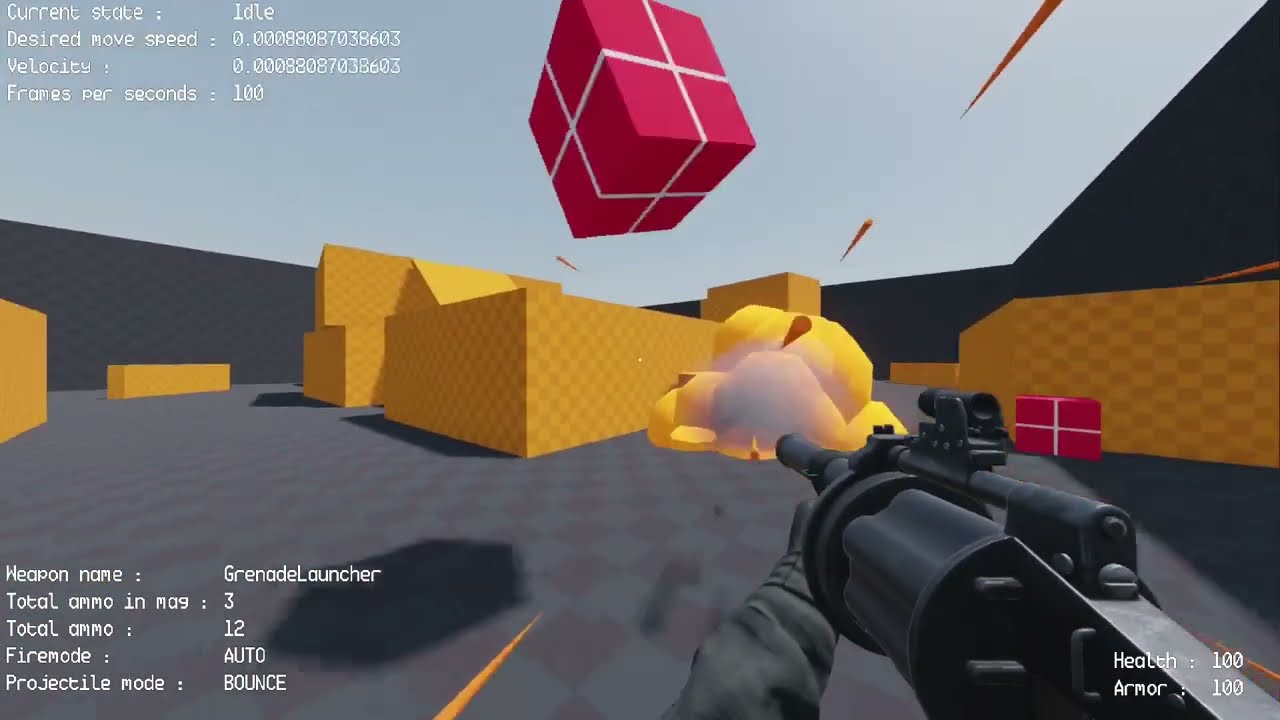 Bounce, grenade jump and explosions | Godot advanced FPS Weapon system - Showcase 3
