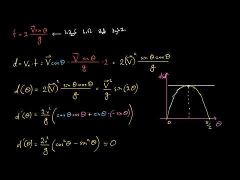 ოპტიმალური კუთხის და მანძილის პოვნა ცოტაოდენი კალკულუსით