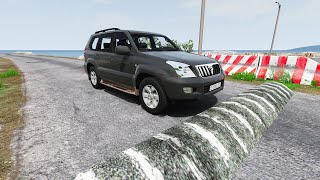 Cars, Bus, Trucks, Police Chase Vs Massive Speed Bumps in BeamNG Drive