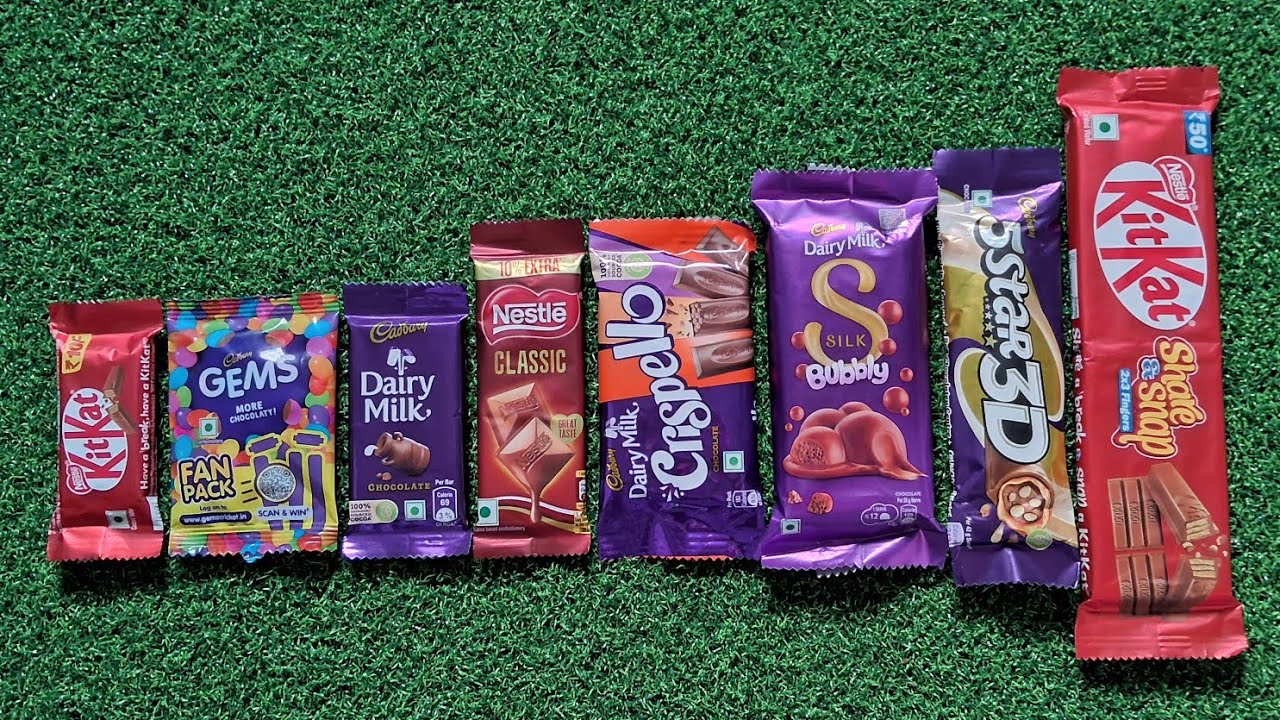 KitKat vs 5star 3D vs Dairy milk bubbly vs Crispello vs Nestle Classic vs Dairy Milk vs Gems