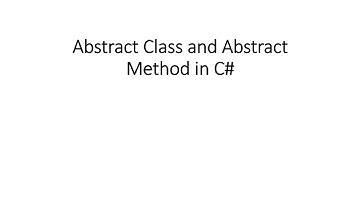 Abstract Class and Abstract Method in CSharp
