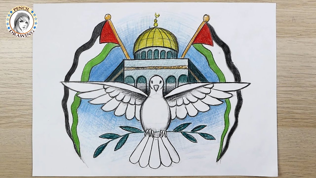 رسم عن فلسطين  فلسطين علم فلسطين الكوفية الفلسطينية  رسم عن 