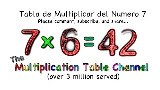 Multiplication Practice Table 7 Español Song and Flash Cards