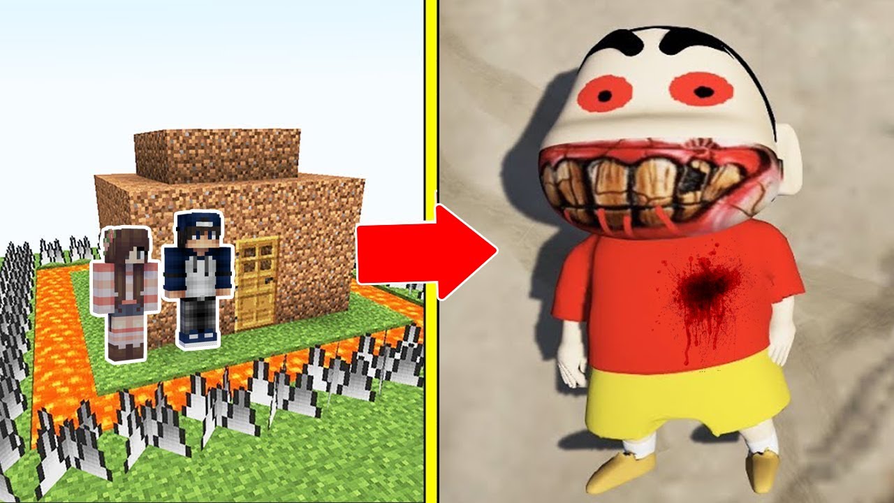 CẬU BÉ BÚT CHÌ SHIN.EXE Tấn Công Nhà Được Bảo Vệ Bởi bqThanh và Ốc Trong Minecraft