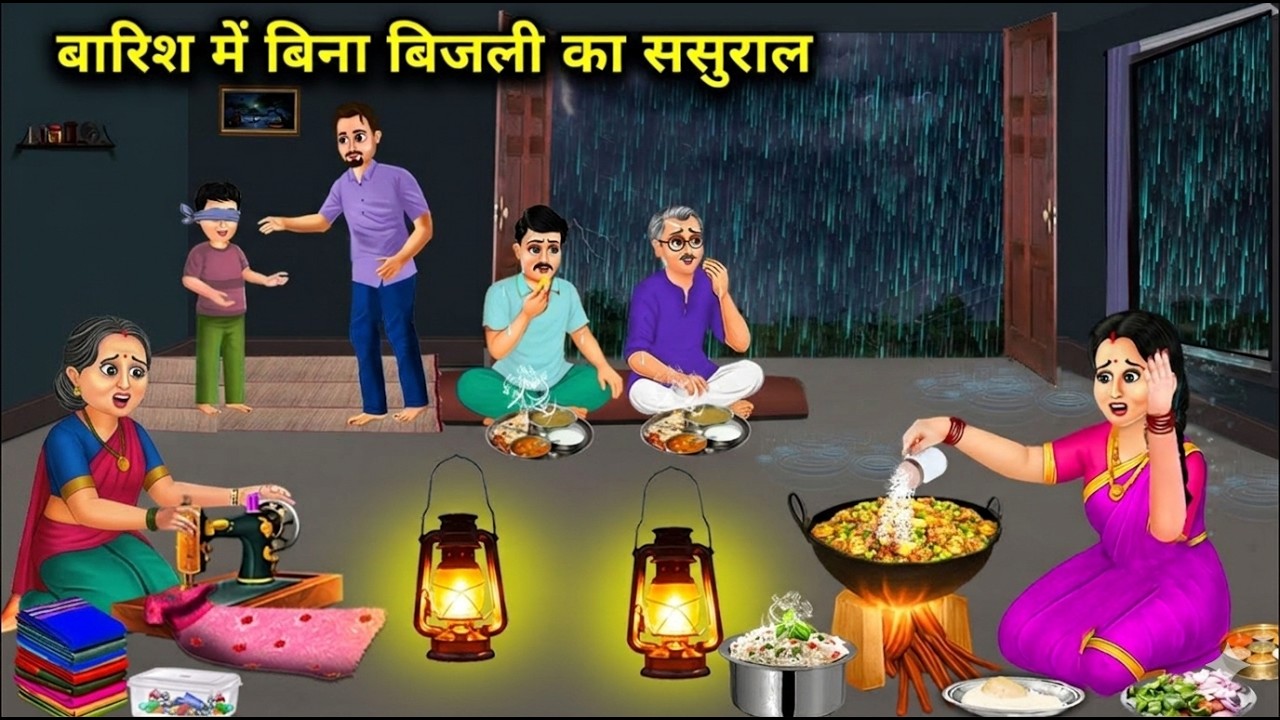 बारिश में बिना बिजली का ससुराल | In-laws house without electricity in rain | Cartoon Video