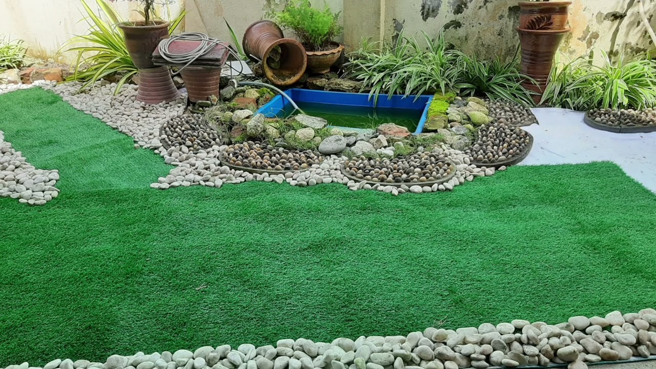 DIY mini garden renovation with synthetic grass.....cg baim channel
