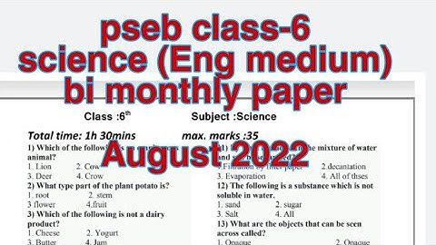 pseb class-6 science bi monthly paper August 2022